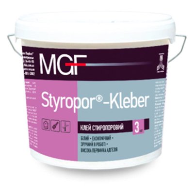 Клей стиропоровый MGF Styropor-Kleber M18, 1 кг, Белый 79024 фото