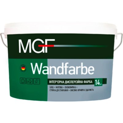Краска водно-дисперсионная для внутренних работ MGF Wandfarbe M1a, 1,4 кг, Белый, Матовый 36175 фото