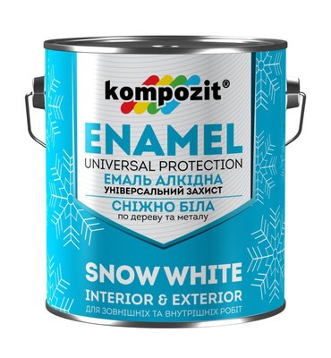 Эмаль алкидная снежно-белая Kompozit, 0,9 кг, белый, глянцевый 25843 фото