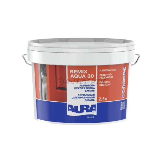 Эмаль акриловая декоративная Aura Luxpro Remix Aqua 30, 0,75 л, Бесцветный 71335 фото