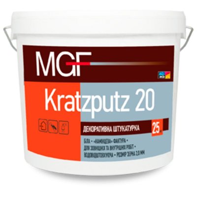Штукатурка декоративная "барашек" MGF Kratzputz K 15/20, 25 кг, Белый 45905 фото