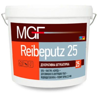 Штукатурка декоративная "короед" MGF Reibeputz R 20/25, 25 кг, Белый 62209 фото